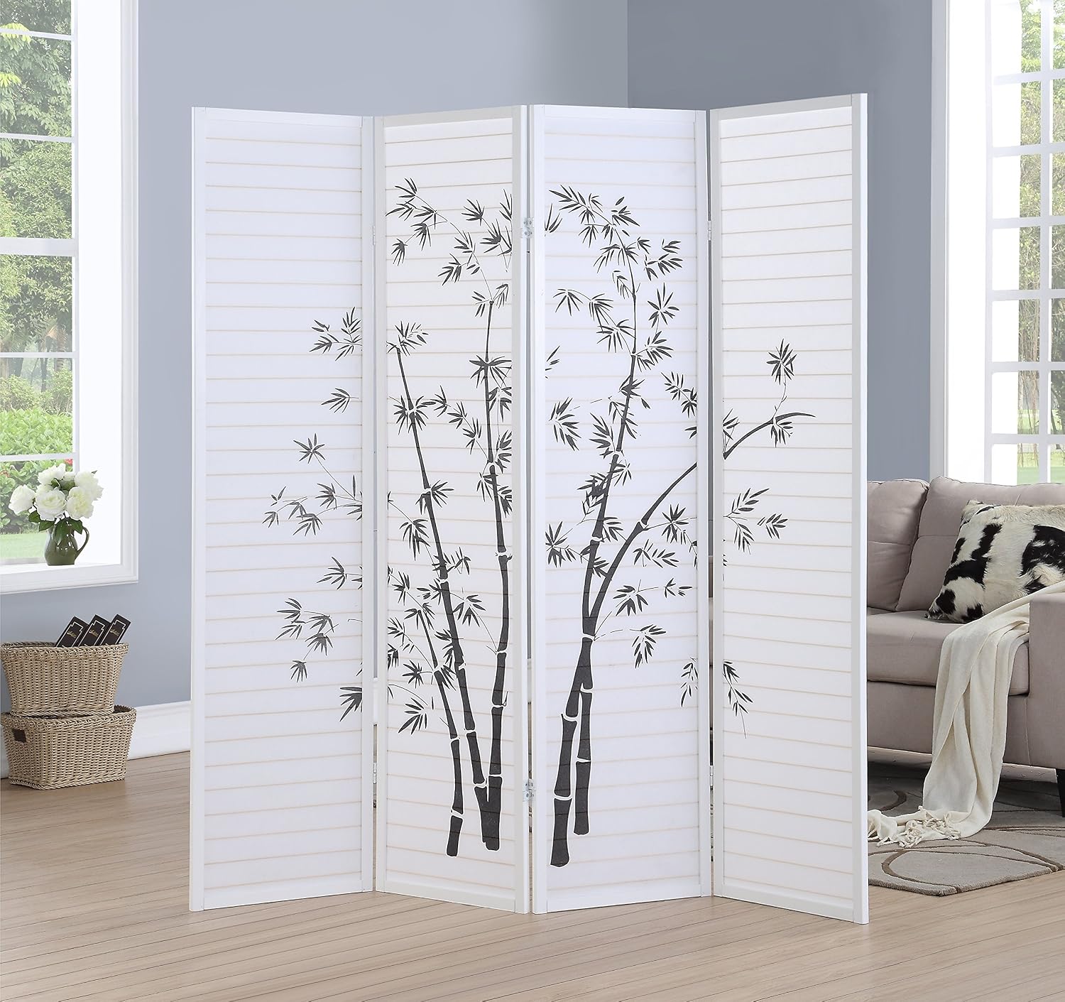 Room Divider Bamboo - Divisória de Ambiente com 4 Painéis