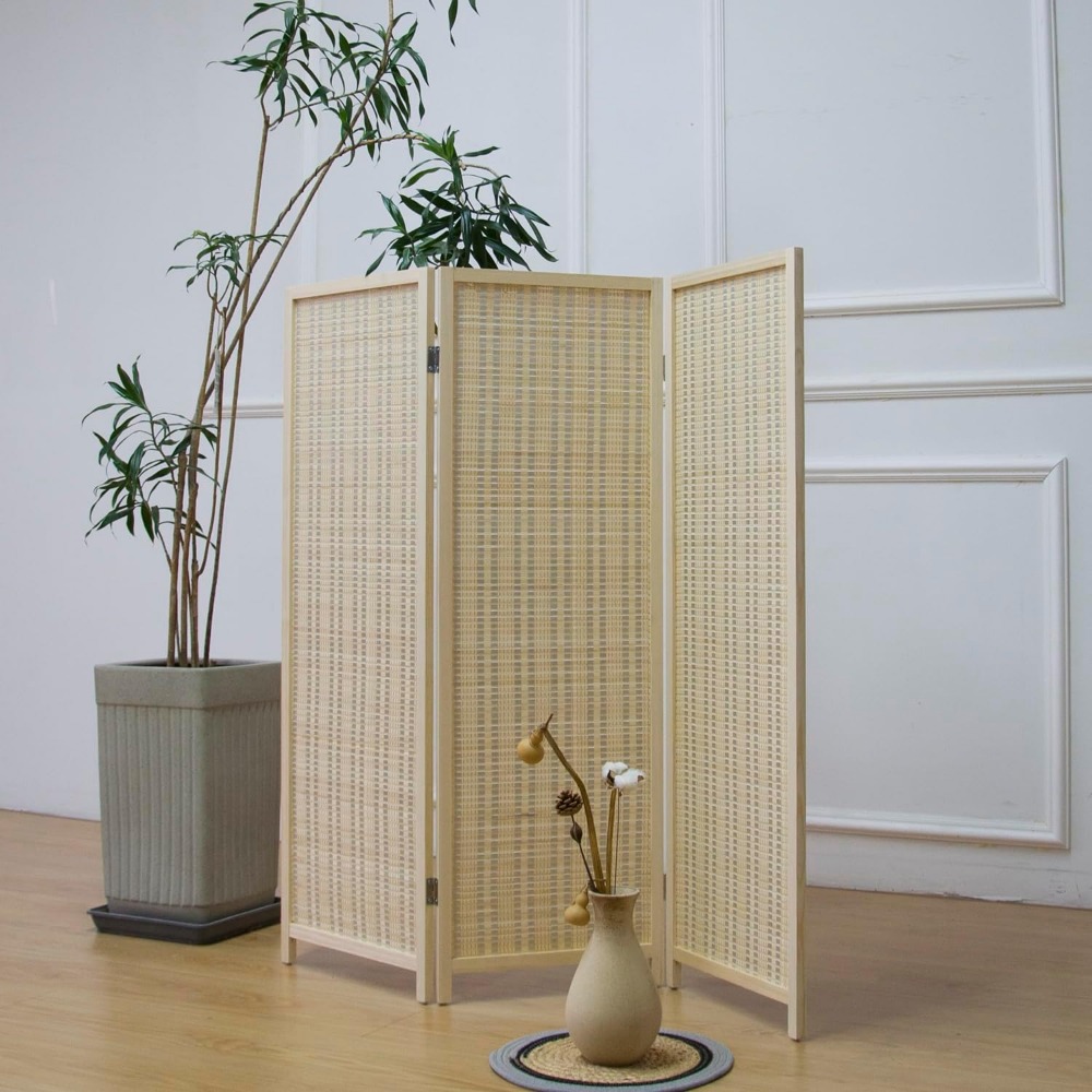 Room Divider Bamboo - Divisória de Ambiente de 3 Painéis,
