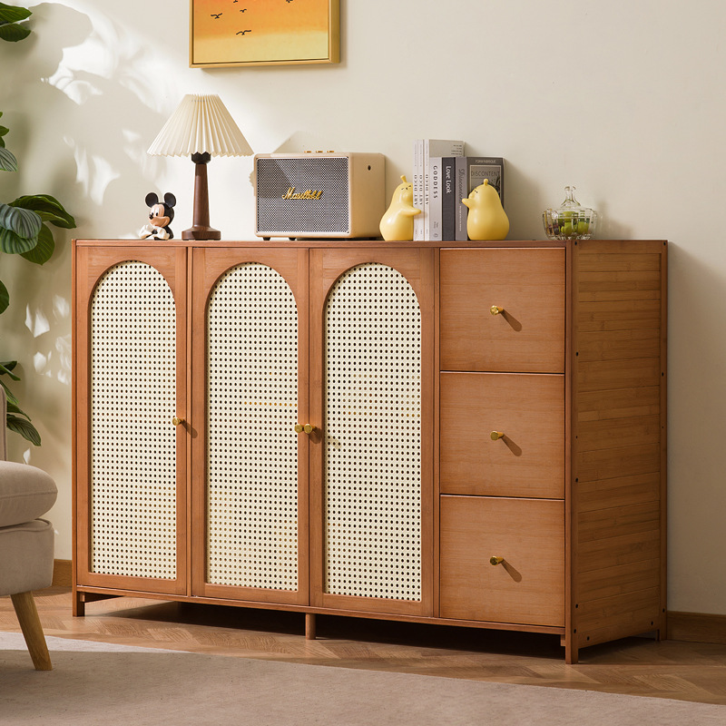 Room Divider Bamboo - Armário de bambu estilo retrô para