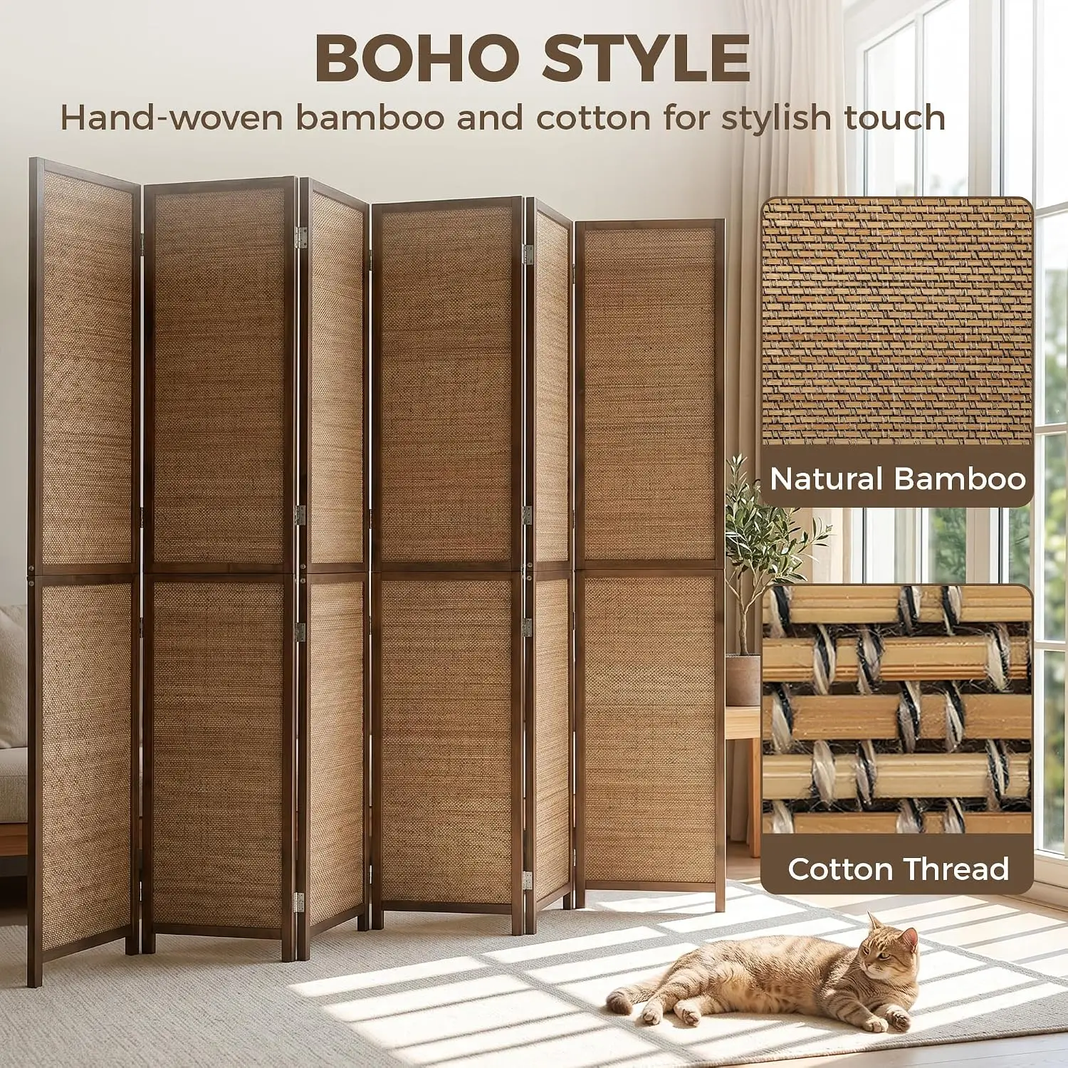 Divisória de Ambiente de 6 Pés - Room Divider Bamboo avaliação e preço
