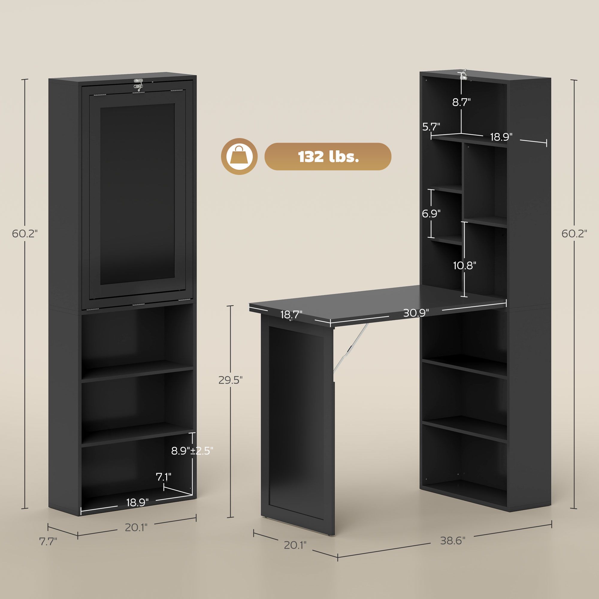 Mesa de Escritório Doméstica C - Wall Mounted Desk Fold avaliação e preço